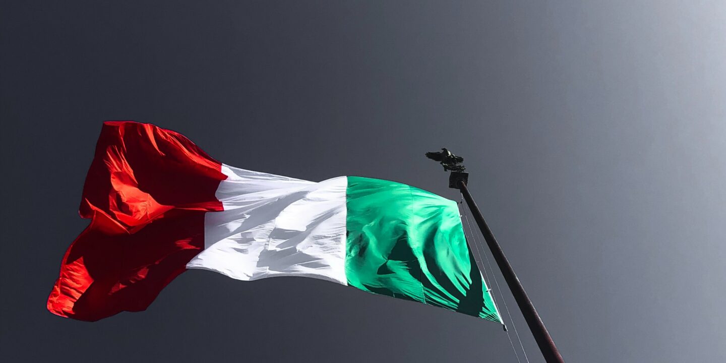 Italian Flag Flying on Mast