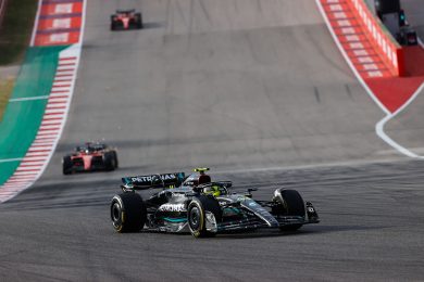 Mercedes F1 Car at Turn 1 of COTa, Austin